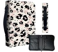 Decahouy Housse de bible pour bibles de 24,1 x 17 cm en similicuir PU imperméable avec fermeture éclair, poignée et porte-stylo - Cadeau chrétien pour homme et femme, imprimé léopard rose noir