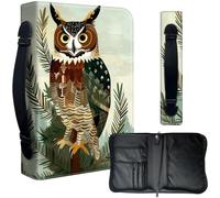 Decahouy Housse de bible pour grandes bibles imprimées et d'étude de 24,1 x 17 cm - Cuir PU imperméable avec fermeture éclair, poignée et porte-stylo - Cadeau chrétien pour homme et femme, chouette à