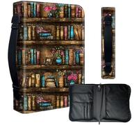 Decahouy Housse de bible pour grandes bibles imprimées et d'étude de 24,1 x 17 cm - Cuir PU imperméable avec fermeture éclair, poignée et porte-stylo - Cadeau chrétien pour homme et femme