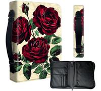 Decahouy Housse de bible pour grandes bibles imprimées et d'étude de 24,1 x 17 cm - Cuir PU imperméable avec fermeture éclair, poignée et porte-stylo - Cadeau chrétien pour homme et femme, roses
