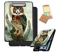 Decahouy Porte-bloc avec rangement, porte-bloc de rangement en plastique robuste avec clip discret, fournitures scolaires et de bureau pour enseignants, infirmières et étudiants, chouette à cornes