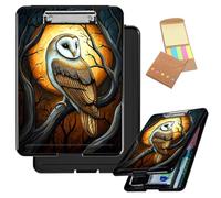 Decahouy Porte-bloc avec rangement, porte-bloc de rangement en plastique robuste avec clip discret, fournitures scolaires et de bureau pour enseignants, infirmières et étudiants, une élégante chouette