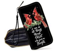 Decahouy Portefeuille fin en similicuir PU avec dragonne pour femme avec blocage RFID et porte-cartes de crédit, I Can Do All Things - Floral