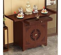 DECAKE Autel Bouddhiste, Armoire d'autel, Table de méditation, piédestal Chinois en Bois avec étagère à offrandes et Porte, L 66 x 80 x 100 x 120 cm pour Salon, Chambre ou Bureau (Bois de