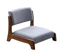 DECAKE Chaise de Sol Japonaise, Chaise de méditation Zaisu Confortable avec Support Dorsal, Cadre en Bois Massif, siège Kotatsu Bas pour Salon, Chambre à Coucher, Baie vitrée Walnut Color Grey Mat