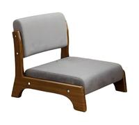 DECAKE Chaise de Sol Japonaise, Chaise de méditation Zaisu Confortable avec Support Dorsal, Cadre en Bois Massif, siège Kotatsu Bas pour Salon, Chambre à Coucher, Baie vitrée Walnut Color Grey Wool