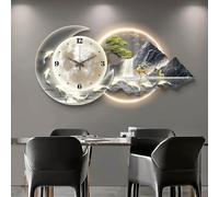 DECAKE Horloge Murale Design Moderne avec LED, Grande Sculpture 3D, Sculptures Murales Créatives De Paysage, Mouvement Silencieux sans Tic-tac, pour Salon, Chambre, Bureau, Couloir, Entré
