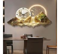 DECAKE Horloge Murale Design Moderne avec LED, Grande Sculpture 3D, Sculptures Murales Créatives De Paysage, Mouvement Silencieux sans Tic-tac, pour Salon, Chambre, Bureau, Couloir, Entré