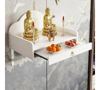 DECAKE Niche de méditation personnelle en Bois fixée au Mur, Mini autel Bouddhiste avec tiroir, Support d'exposition pour Statue de Guanyin (Blanc, 50 cm) Selon Les principes du Feng Shui