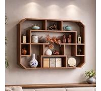 DECAKE Présentoir à Tasses en Bois Massif, étagère Murale, Porte-Tasses et Mugs flottants pour Salon, Cuisine, Bureau 34.6 * 4.7 * 26.7in