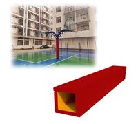 DECAKE Protection carrée enveloppante pour Poteau de Basket-Ball extérieur, 7,6 x 7,6 cm, 8,9 x 8,9 cm, 10,2 x 10,2 cm, 24,1 x 24,1 cm, pour Aires de Jeux en sous-Sol (Rouge, 12,7 x 12,7