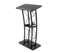 DECAKE Pupitre incurvé en métal Noir pour église, Podium Portable avec Large Surface de Lecture, déflecteur et Porte-gobelet, pour Discours de conférence en Classe Scolaire