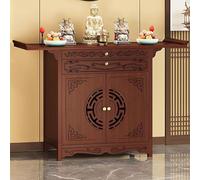 DECAKE Table d'autel en Bambou pour la Maison, 66 x 80 x 100 x 120 cm, Style Chinois, avec piédestal, pour offrandes, prières et méditation, et Portes de Rangement (Bois de Santal Rouge,