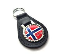 decal arts Porte-clés en cuir avec drapeau national de la Norvège, porte-clés patriotique pour homme et femme, cadeau fantaisie, Noir , L