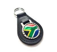 decal arts Porte-clés en cuir avec drapeau national de l'Afrique du Sud, porte-clés patriotique pour homme et femme, cadeau fantaisie, Noir , L