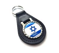 decal arts Porte-clés en cuir avec drapeau national d'Israël, porte-clés patriotique pour homme et femme, cadeau fantaisie, Noir , L