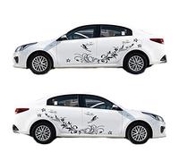 Décal de Carrosserie, Autocollants Décoratifs Motif Vinyle Fleur Papillon pour Voitures Fourgonnettes SUV Tout-terrain (Noir)