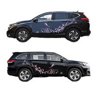 Décal de Carrosserie, Autocollants Décoratifs Motif Vinyle Fleur Papillon pour Voitures Fourgonnettes SUV Tout-terrain (Rose)
