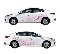 Décal de Carrosserie, Autocollants Décoratifs Motif Vinyle Fleur Papillon pour Voitures Fourgonnettes SUV Tout-terrain (Rose Rouge)