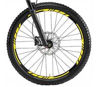 Decalart Kit d'autocollants pour jantes de roues de vélo VTT de course sport 26 27,5 28 29 pouces complet 2 roues décalcomanies autocollants filet rayures L001 (025 Jaune, 26 pouces)