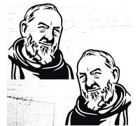 Decalart Kit de 2 autocollants universels pour camions pare-brises avant PADRE PIO stylisés compatibles pour tous les modèles décalcomanies L090 (070 noir, 22 x 25 cm)