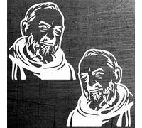 Decalart Kit de 2 autocollants universels pour camions pare-brises avant PADRE PIO stylisés compatibles pour tous les modèles décalcomanies L090 (010 blanc, 22 x 25 cm)