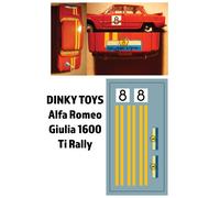 Décalcomanie à l'eau, DINKY TOYS, Alfa Giulia 1600 Ti Rally, Restauration