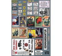 Décalcomanie à l'eau militaire WW2, 1:72, Panneaux, Affiches, Diorama