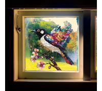 Décalcomanie, autocollant statique avec motif floral et oiseau, PVC bleu, décoration moderne pour maison, salle de bain, bureau, 30 x 30 cm (A)