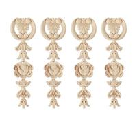 Décalcomanie Bois Sculpté 4Pièces - Moulure Décorative Non Peint pour Porte, Meubles, Cabinet et Mural - Coin Onlay Appliques