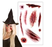 Décalcomanie faciale d’Halloween de terreur, décalcomanie faciale effrayante | Autocollants de décorations de fête d’Halloween | Autocollants de maquillage corporel de Simulation temporaire, pour femm