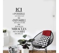 Décalcomanie Murale "ICI LE POSSIBLE EST DÉJÀ FAIT" - Motivation Miracles en 48h - Phrases Inspirantes pour Bureau, Chambre ou Espace de Vie (42x75 cm)