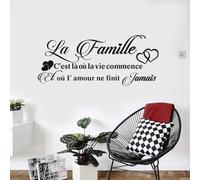 Décalcomanie Murale "L'Art d'Aimer" - Motivation Familiale Romantique pour Chambre, Salon ou Espace de Vie (Calligraphie Élégante avec Cœurs, 33x88cm)