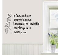 Décalcomanie Murale "Le Petit Prince" - Citation Philosophique "On ne voit bien qu'avec le coeur" - Décoration Intérieure pour Chambres, Salons & Espaces Littéraires (40x70 cm)