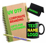Décalcomanies 3D UV DTF pour le branding d’entreprise & les accessoires de bureau - logos personnalisés pour bouteilles, dossiers, stylos, plaques de porte & plaques nominatives
