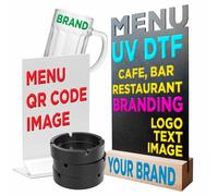 Décalcomanies 3D UV DTF pour le branding de l’hôtellerie-restauration - logos personnalisés pour menus, verrerie, planches de service & accessoires de table | finition en relief | impression UV éco