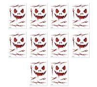 Décalcomanies d'art corporel d'horreur, K | Lot de 10 feuilles d'autocollants pour Halloween, transfert à l'eau, maquillage de costume, photos à thème