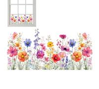 Décalcomanies De Fenêtre - Autocollant De Fenêttre Floral, Décalcomanies De Fenêtr Statiques | Autocollants Amovibles En Vinyle Avec Carillon À Vent Bleu, Décoration De Fenêtre De Maison, Autocollants