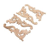 Décalcomanies de sculpture sur bois 15x8cm, 4 pièces/lot, cadre appliqué d'angle, décor de porte, meubles muraux, Figurines en bois, branche de fleur Miniature(2 left and 2 right)