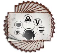 Décalcomanies décoratives imperméables pour salle de jeux - Exploration du monde des jeux et du streaming - Autocollant pour utilisation d'automne (12 x 18 cm)