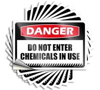 Décalcomanies en vinyle durable pour décoration de bar Mimosa - Danger Do Not Enter Chemicals in Use Bouteille pour usage terrestre (6 x 9 cm)