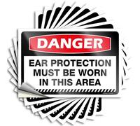 Décalcomanies imperméables à l'eau avec protection auditive Danger Must Be Worn in This Area Music Cozy (6 x 9 cm)