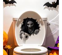 Décalcomanies murales 3D pour Halloween, décalcomanies murales 3D cassées | Effet illusion 3D réaliste, autocollant imperméable pour abattant de toilettes, facile à décoller et à coller