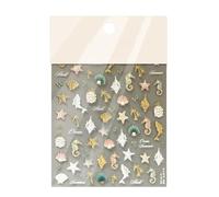 Décalcomanies Pour Ongles Aqua - Enveloppements En Relief De Créature Côtière, Œuvres D'art Marines Texturées, graphiquess Adhésifs Élégants Du Bout Des Doigts, Éléments D'embellissement Style Océan