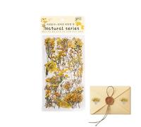Décalcomanies Rétro - Éléments Floraux Naturels, Embellissements De Journalisation Imperméables, Autocollants Décoratifs PET | Belles Applications D'art Botanique Transparentes Pour Scrapbo