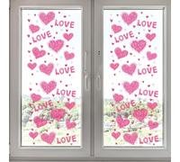 Décalcomanies statiques de Saint-Valentin avec motif cœur ours et fleurs pour fenêtres, verre, intérieur, chambre à coucher, salon (E)