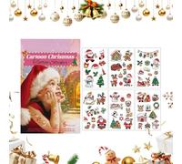 Décalcomanies temporaires, 2,99x4,72 pouces autocollants pour les yeux de Noël pour les garçons, dessins de dessins animés avec des rennes de Santa Snowflake Style, art corporel de vacances po