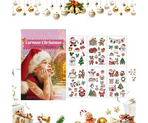 Décalcomanies temporaires, 2,99x4,72 pouces autocollants pour les yeux de Noël pour les garçons, dessins de dessins animés avec des rennes de Santa Snowflake Style, art corporel de vacances po