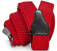Decalen Bretelle Uomo Eleganti Extra Forte Clip Taglia Unica per Uomini e Donne Grandi e alti Larghezza Regolabile di 4 cm e Forma a Y Elastica (Rouge)