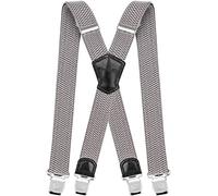 Decalen Bretelles Homme Larges Réglable Élastique Extra Fort 4 Clips en forme X (Argent Clair)